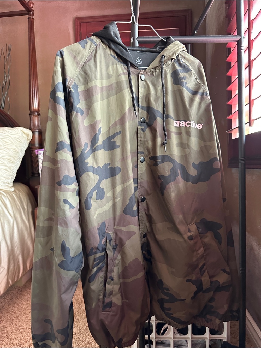 Active USA Men’s Camo Windbreaker Jacket - Green, Brown, Black